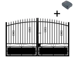 Pack Portão De Batente Antracite Em Aluminio De C350 X A160/180 Cm + Motor Rive - Nerbis