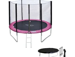 Pacote Premium Trampolim 305Cm Reversivel Rosa / Cinza Adelaide + Rede, Escada, Cobertura E Kit De Ancoragem