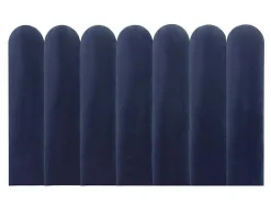 Paineis De Parede Cabeceira De Cama De 210 Cm Em Veludo Cor Azul - Japi