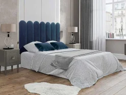 Paineis De Parede Cabeceira De Cama De 210 Cm Em Veludo Cor Azul - Japi