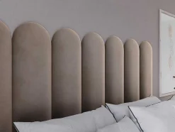 Paineis De Parede Cabeceira De Cama De 210 Cm Em Veludo Cor Bege - Japi