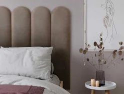 Paineis De Parede Cabeceira De Cama De 210 Cm Em Veludo Cor Bege - Japi