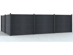 Paineis De Vedacao Para Enterrar A156 Cm, Kit De 6 Laminas Em Composito + 2 Postes Antracite - Enola