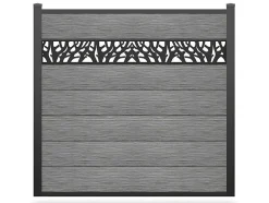 Paineis De Vedacao Para Enterrar A181 Cm, Kit De 7 Laminas Em Composito Com Decoração + 2 Postes Cinzento-Claro - Enola