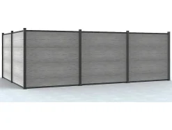 Paineis De Vedacao Para Enterrar A181 Cm, Kit De 7 Laminas Em Composito + 2 Postes Cinzento-Claro - Enola