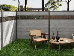 Paineis De Vedacao Para Enterrar A181 Cm, Kit De 7 Laminas Em Composito Com Decoração + 1 Poste Cinzento-Claro - Enola
