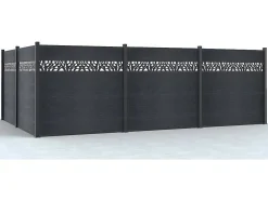 Paineis De Vedacao Para Pousar A181 Cm, Kit De 7 Laminas Em Composito Com Decoração + 1 Poste Antracite - Enola
