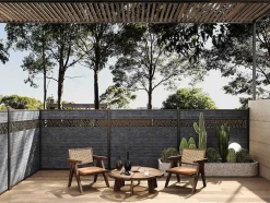Paineis De Vedacao Para Pousar A181 Cm, Kit De 7 Laminas Em Composito Com Decoração + 2 Postes Antracite - Enola