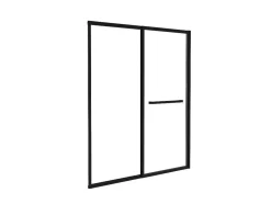 Painel De Banheira De Correr Preto Mate Com Toalheiro 120X140 Cm - Waimea