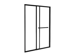 Painel De Banheira De Correr Preto Mate Com Toalheiro 120X140 Cm - Waimea
