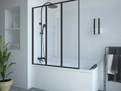Painel De Banheira Dobravel Em Metal Preto Mate Estilo Atelier 120 X 140 Cm - District