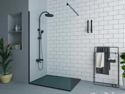 Painel De Duche A Italiana Preto Mate De Estilo Industrial 120X200 Cm - Daren