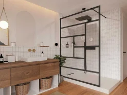 Painel De Duche Italiano Estilo Industrial Sefana - 140X200 Cm - Preto