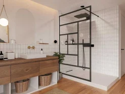 Painel De Duche Italiano Estilo Industrial Sefana - 120X200 Cm - Preto