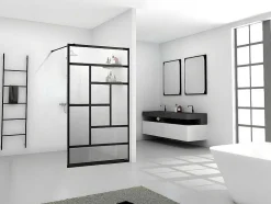 Painel De Duche Italiano Estilo Industrial Sefana - 120X200 Cm - Preto