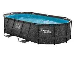 Piscina Tubular Oval Efeito Sarja Em Ziguezague Cinzento-Escuro Com Bomba Filtradora De Cartucho C424 X L250 X A100 Cm - Salamanque