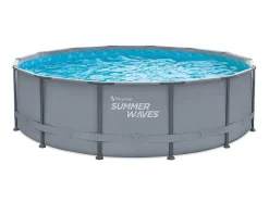 Piscina Tubular Redonda Cinzenta Com Bomba Filtradora De Cartucho D.427 X A.107 Cm - Nisoka
