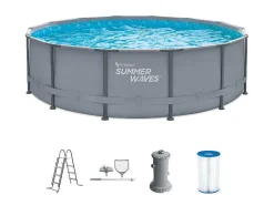 Piscina Tubular Redonda Cinzenta Com Bomba Filtradora De Cartucho D.427 X A.107 Cm - Nisoka