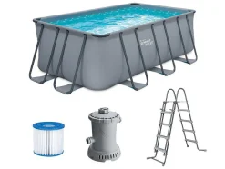 Piscina Tubular Retangular Antracite Com Bomba De Filtro De Cartucho De C400 X L200 X A122 Cm - Bantayan