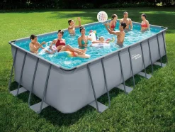Piscina Tubular Retangular Cinzenta Com Bomba Filtradora De Cartucho C549 X L274 X A132 Cm - Zamora