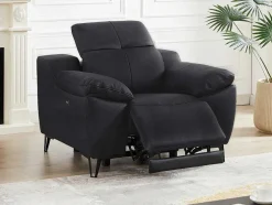 Poltrona Articulada Elétrica Couro Preto - Roveto