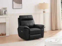 Poltrona Articulada Elétrica Pele Preto - Mesola