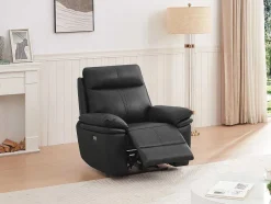 Poltrona Articulada Elétrica Pele Preto - Mesola