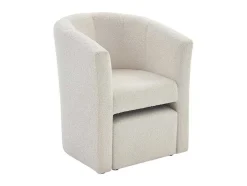 Poltrona Cabriolet E Pufe Tecido Boucle Branco - Jovana