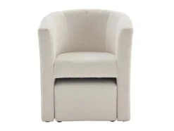 Poltrona Cabriolet E Pufe Tecido Boucle Branco - Jovana