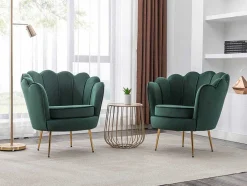 Poltrona Concha Em Veludo Verde Abeto - Dandelion De Pascal Morabito