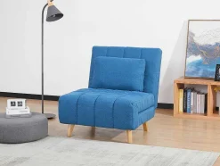 Poltrona Convertivel Em Tecido Cor Azul - Strevi
