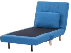 Poltrona Convertivel Em Tecido Cor Azul - Strevi