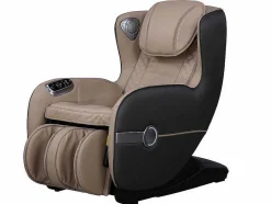 Poltrona De Massagem Em Pele Sintética Bege Com Leds E Sistema De Gravidade Zero - Opcao Bluetooth - Kasou