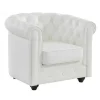 Poltrona Em Pele De Bufalo - Branco - Chesterfield