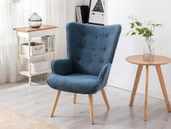 Poltrona Em Tecido Cor Azul - Vately