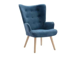 Poltrona Em Tecido Cor Azul - Vately