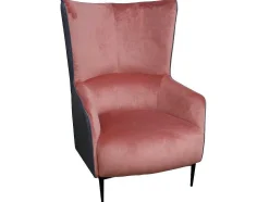 Poltrona Em Veludo Cor-De-Rosa E Estrutura Antracite - Mendocino