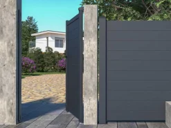 Porta De Batente Antracite Em Aluminio De C100 X A173 Cm - Nazario