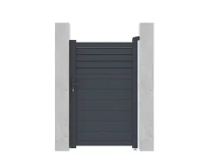 Porta De Batente Em Aluminio Estilo Persiana De C103 X A166 Cm Cor Antracite - Viazo