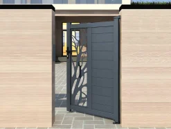 Porta De Batente Em Aluminio Semiperfurado Com Motivos De L100 X A164 Cm Cor Antracite - Labrit Ii
