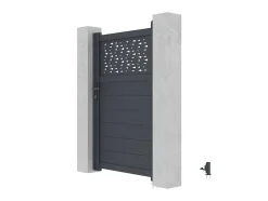 Porta De Batente Em Aluminio Semiperfurado Com Motivos De C103 X A166 Cm Cor Antracite - Bazio