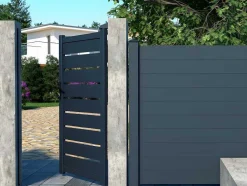 Porta De Batente Perfurada Antracite Em Aluminio De C100 X A176 Cm - Primo