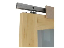 Porta De Correr Em Aplique Com 3 Vidros De A205 X C93 Cm Em Mdf Cor Madeira Natural - Acosta