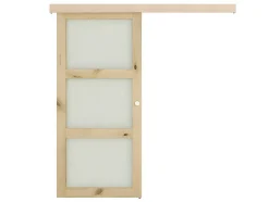 Porta De Correr Em Aplique Com 3 Vidros De A205 X C93 Cm Em Mdf Cor Madeira Natural - Acosta