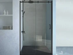 Porta De Duche De Correr Com Rodas Preto Mate Estilo Industrial 120 X 195 Cm - Anakao