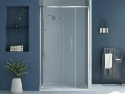 Porta De Duche De Correr Estilo Industrial Cromada 120X195 Cm - Toroni
