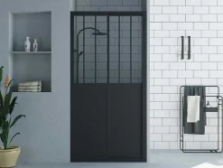 Porta De Duche De Correr Preto Mate Estilo Atelier 100 X 195 Cm - Urbanik