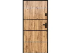 Porta De Entrada Em Aco E Inox A207 X L100 Cm Efeito Carvalho, Abertura Para A Esquerda - Naxara