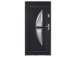 Porta De Entrada Em Aco Envidracado Com Inox De A.207 X L.100 Cm Cor Antracite Com Abertura Para A Esquerda - Covas
