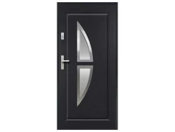 Porta De Entrada Em Aco Envidracado Com Inox De A.207 X L.100 Cm Cor Antracite Com Abertura Para A Direita - Covas